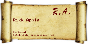 Rikk Appia névjegykártya